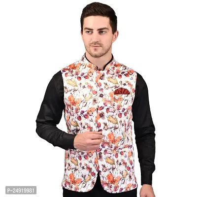 Reliable Multicoloured Cotton Blend  Nehru Jackets For Men-thumb2