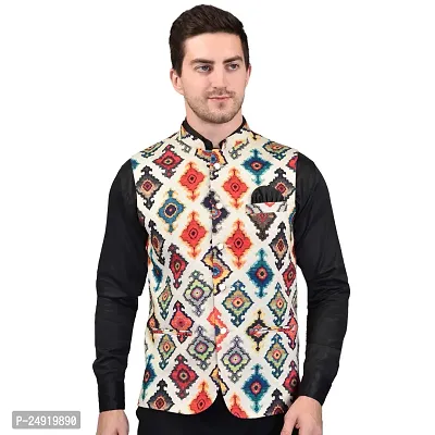 Reliable Multicoloured Cotton Blend  Nehru Jackets For Men-thumb2