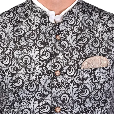 Reliable Black Cotton Blend  Nehru Jackets For Men-thumb5
