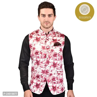 Reliable Maroon Cotton Blend  Nehru Jackets For Men