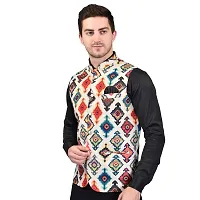 Reliable Multicoloured Cotton Blend  Nehru Jackets For Men-thumb3