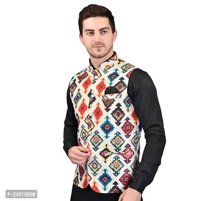 Reliable Multicoloured Cotton Blend  Nehru Jackets For Men-thumb4