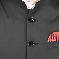 Reliable Black Cotton Blend  Nehru Jackets For Men-thumb4