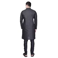 PRINTCULTR Men's Silk Traditional Kurta Pyjama Set | Regular Long Sleeve Solid Kurta | Elastic Waistband Pyjama | (PCDSK7)-thumb4