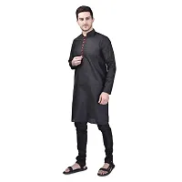 PRINTCULTR Men's Silk Traditional Kurta Pyjama Set | Regular Long Sleeve Solid Kurta | Elastic Waistband Pyjama | (PCDSK7)-thumb1