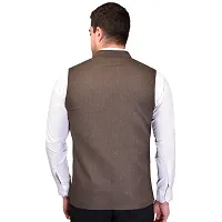 Reliable Brown Cotton Blend  Nehru Jackets For Men-thumb2
