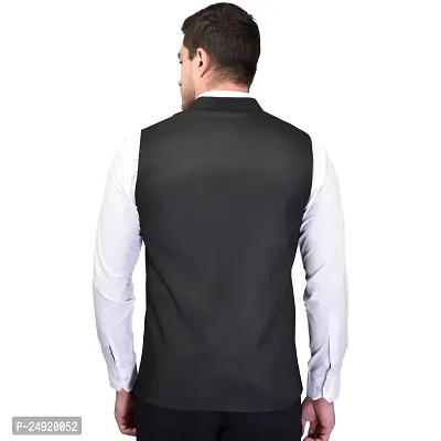 Reliable Black Cotton Blend  Nehru Jackets For Men-thumb3