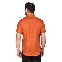 PRINTCULTR Men's Cotton Blend Casual Designer Solid Color Shirt | Regular Slim Fit Half Sleeve, Straight, Waist Length Collared Neck Solid Formal Shirt | Orange-thumb1