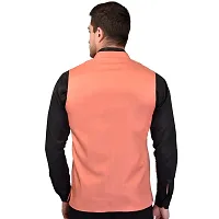 Reliable Orange Cotton Blend  Nehru Jackets For Men-thumb2