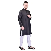 PRINTCULTR Men's Cotton Traditional Kurta Pyjama Set | Regular Long Sleeve Solid Kurta | Elastic Waistband Pyjama | (CKP9)-thumb2