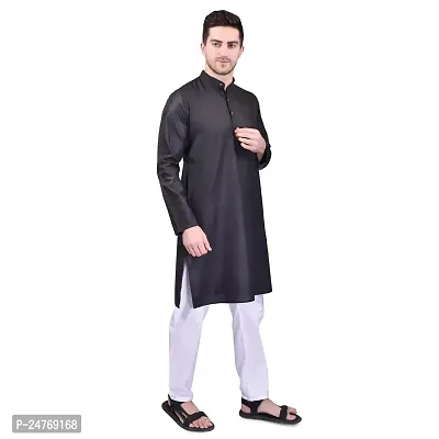 PRINTCULTR Men's Cotton Traditional Kurta Pyjama Set | Regular Long Sleeve Solid Kurta | Elastic Waistband Pyjama | (CKP9)-thumb3