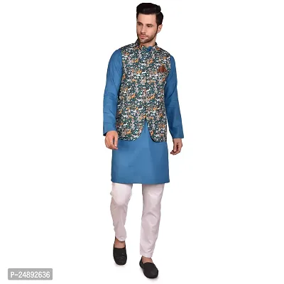 Stylish Men Silk Kurta, Pyjama with Jacket Set-thumb0