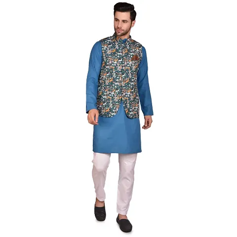 Stylish Men Silk Kurta, Pyjama with Jacket Set