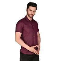 Reliable Brown Cotton Blend Short Sleeves Casual Shirt For Men-thumb2