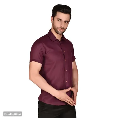 Reliable Brown Cotton Blend Short Sleeves Casual Shirt For Men-thumb3