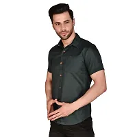 PRINTCULTR: Men's Cotton Blend Casual Designer Solid Color Shirt | Regular Slim Fit Half Sleeve, Straight, Waist Length Collared Neck Solid Formal Shirt |-01-thumb2