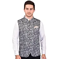 Reliable Black Cotton Blend  Nehru Jackets For Men-thumb1