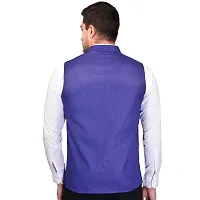 Reliable Blue Cotton Blend  Nehru Jackets For Men-thumb2