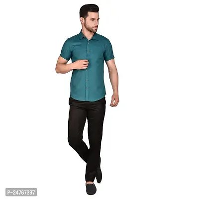 PRINTCULTR: Men's Cotton Blend Casual Designer Solid Color Shirt | Regular Slim Fit Half Sleeve, Straight, Waist Length Collared Neck Solid Formal Shirt |-01-thumb5