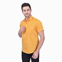 Reliable Yellow Cotton Blend Short Sleeves Casual Shirt For Men-thumb2