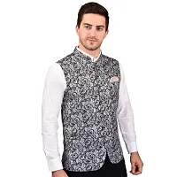 Reliable Black Cotton Blend  Nehru Jackets For Men-thumb3