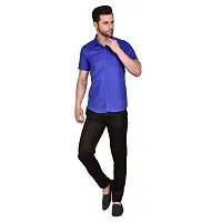 PRINTCULTR Men's Cotton Blend Casual Designer Solid Color Shirt | Regular Slim Fit Half Sleeve, Straight, Waist Length Collared Neck Solid Formal Shirt | Royal Blue-thumb4