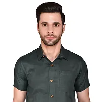 PRINTCULTR: Men's Cotton Blend Casual Designer Solid Color Shirt | Regular Slim Fit Half Sleeve, Straight, Waist Length Collared Neck Solid Formal Shirt |-01-thumb4