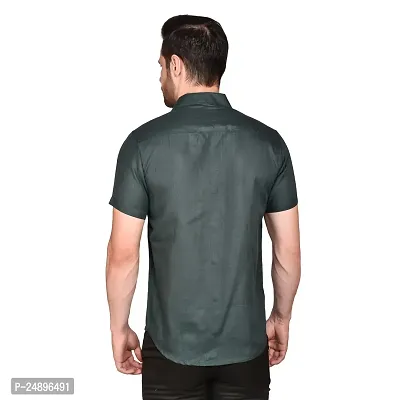 Reliable Green Cotton Blend Short Sleeves Casual Shirt For Men-thumb2