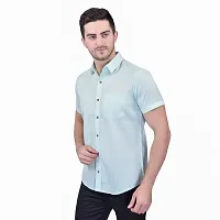 Reliable Blue Cotton Blend Short Sleeves Casual Shirt For Men-thumb2