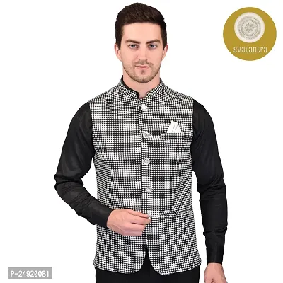 Reliable Black Cotton Blend  Nehru Jackets For Men
