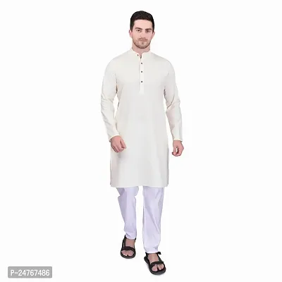 PRINTCULTR Men's Cotton Traditional Kurta Pyjama Set | Regular Long Sleeve Solid Kurta | Elastic Waistband Pyjama | (CKP2)