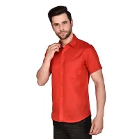 PRINTCULTR: Men's Cotton Blend Casual Designer Solid Color Shirt | Regular Slim Fit Half Sleeve, Straight, Waist Length Collared Neck Solid Formal Shirt |-01-thumb2