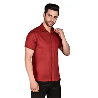 PRINTCULTR: Men's Cotton Blend Casual Designer Solid Color Shirt | Regular Slim Fit Half Sleeve, Straight, Waist Length Collared Neck Solid Formal Shirt |-01-thumb2