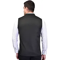 Reliable Black Cotton Blend  Nehru Jackets For Men-thumb2