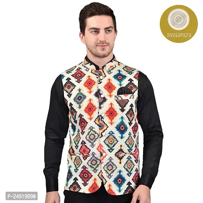 Reliable Multicoloured Cotton Blend  Nehru Jackets For Men-thumb0