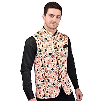 Reliable Multicoloured Cotton Blend  Nehru Jackets For Men-thumb3