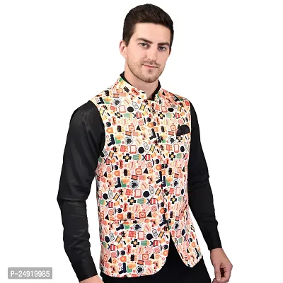 Reliable Multicoloured Cotton Blend  Nehru Jackets For Men-thumb4