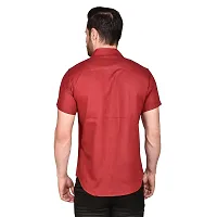 PRINTCULTR: Men's Cotton Blend Casual Designer Solid Color Shirt | Regular Slim Fit Half Sleeve, Straight, Waist Length Collared Neck Solid Formal Shirt |-01-thumb1