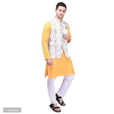 Stylish Men Silk Kurta, Pyjama with Jacket Set-thumb3