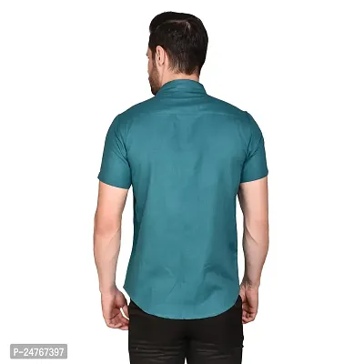 PRINTCULTR: Men's Cotton Blend Casual Designer Solid Color Shirt | Regular Slim Fit Half Sleeve, Straight, Waist Length Collared Neck Solid Formal Shirt |-01-thumb2
