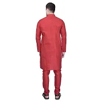 PRINTCULTR Men's Silk Traditional Kurta Pyjama Set | Regular Long Sleeve Solid Kurta | Elastic Waistband Pyjama | (PCDSK8)-thumb4