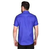 PRINTCULTR Men's Cotton Blend Casual Designer Solid Color Shirt | Regular Slim Fit Half Sleeve, Straight, Waist Length Collared Neck Solid Formal Shirt | Royal Blue-thumb1