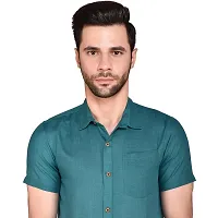 PRINTCULTR: Men's Cotton Blend Casual Designer Solid Color Shirt | Regular Slim Fit Half Sleeve, Straight, Waist Length Collared Neck Solid Formal Shirt |-01-thumb3