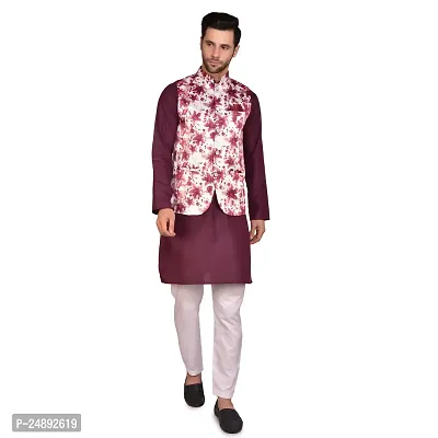 Stylish Men Silk Kurta, Pyjama with Jacket Set