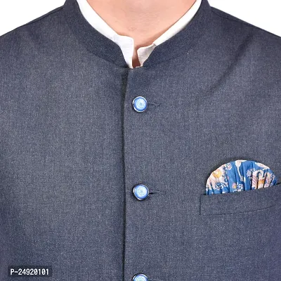 Reliable Grey Cotton Blend  Nehru Jackets For Men-thumb5