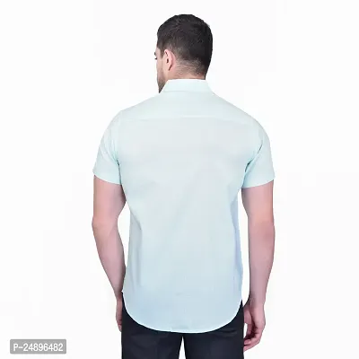 Reliable Blue Cotton Blend Short Sleeves Casual Shirt For Men-thumb2