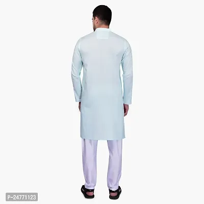 PRINTCULTR Men's Cotton Traditional Kurta Pyjama Set | Regular Long Sleeve Solid Kurta | Elastic Waistband Pyjama | (CKP3)-thumb5