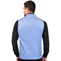Reliable Blue Cotton Blend  Nehru Jackets For Men-thumb1