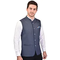Reliable Grey Cotton Blend  Nehru Jackets For Men-thumb3