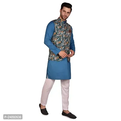 Stylish Men Silk Kurta, Pyjama with Jacket Set-thumb3